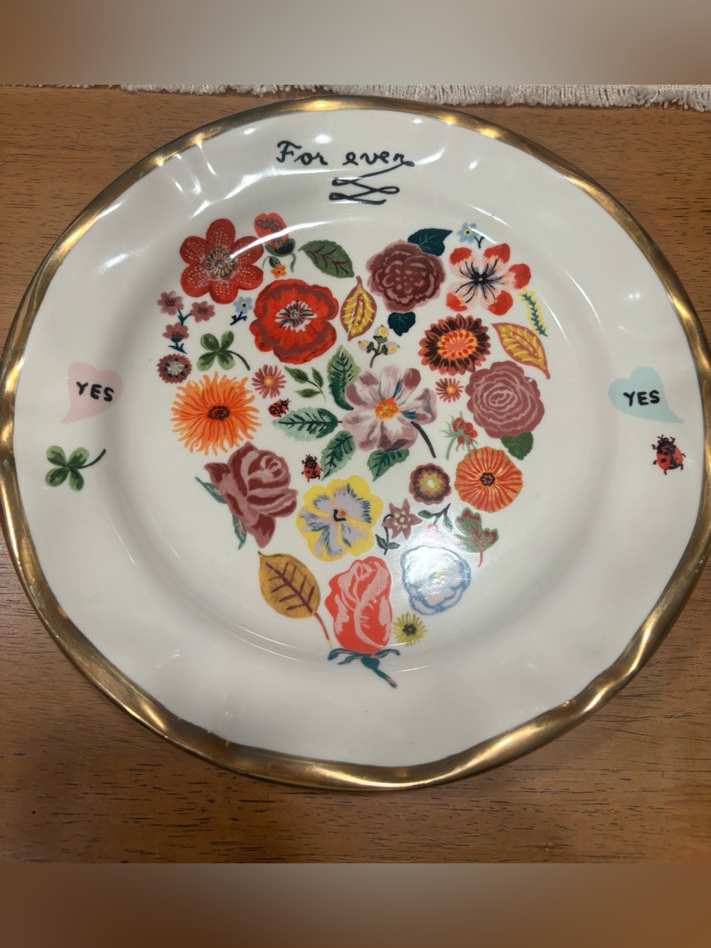 Anthropologie Nathalie Lété Forever Heart Wedding Plate 10”